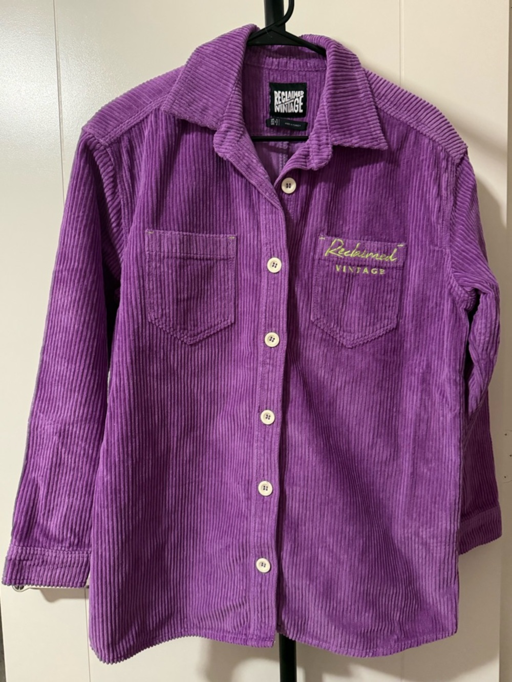 Reclaimed Vintage Purple Oversized Corduroy Button-Up Shacket